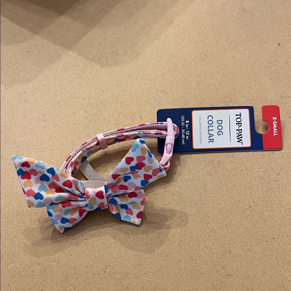 Top Paw Multicolor Heart Bow Dog Collar